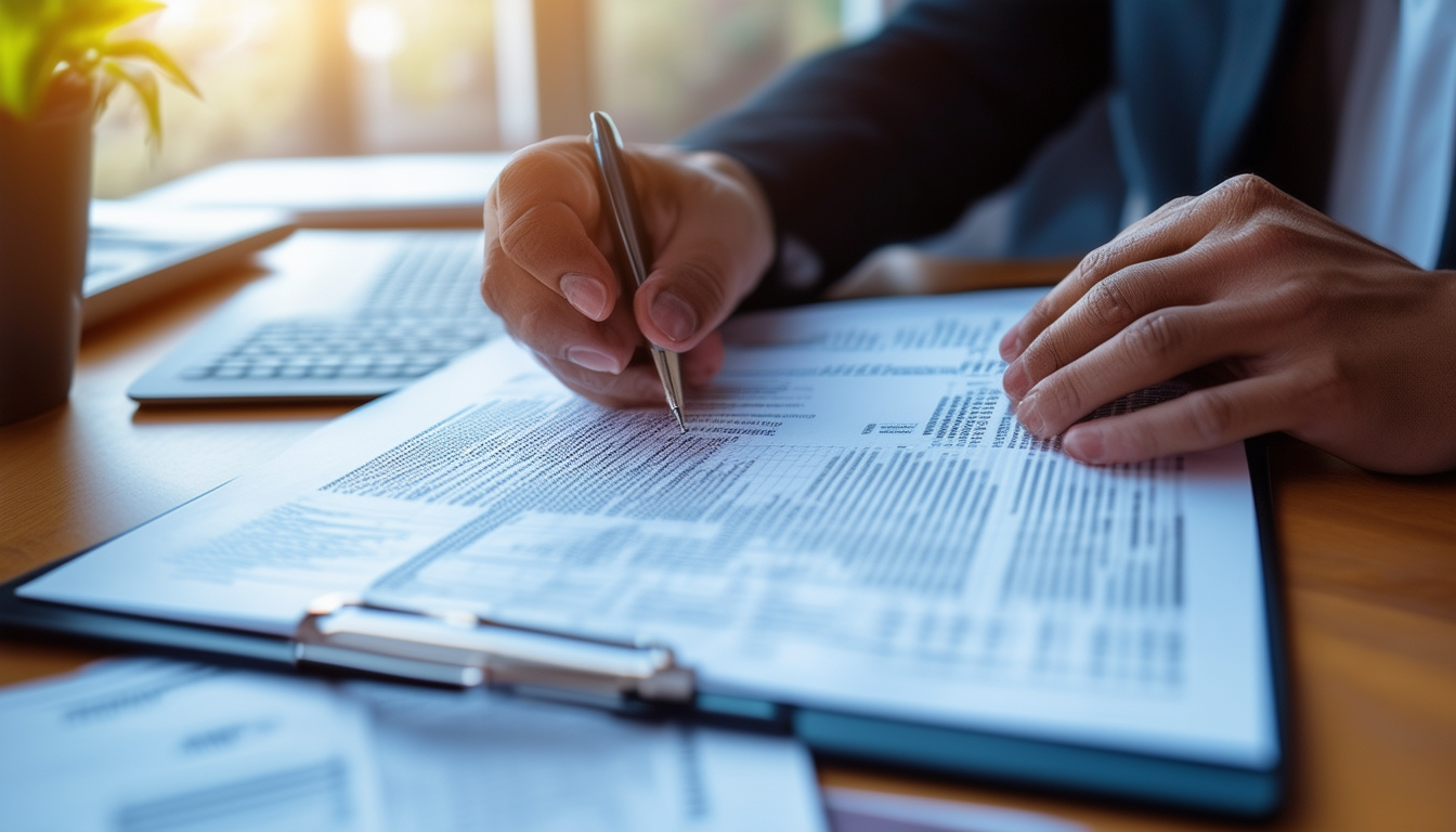 A business professional reviewing a detailed IT Se