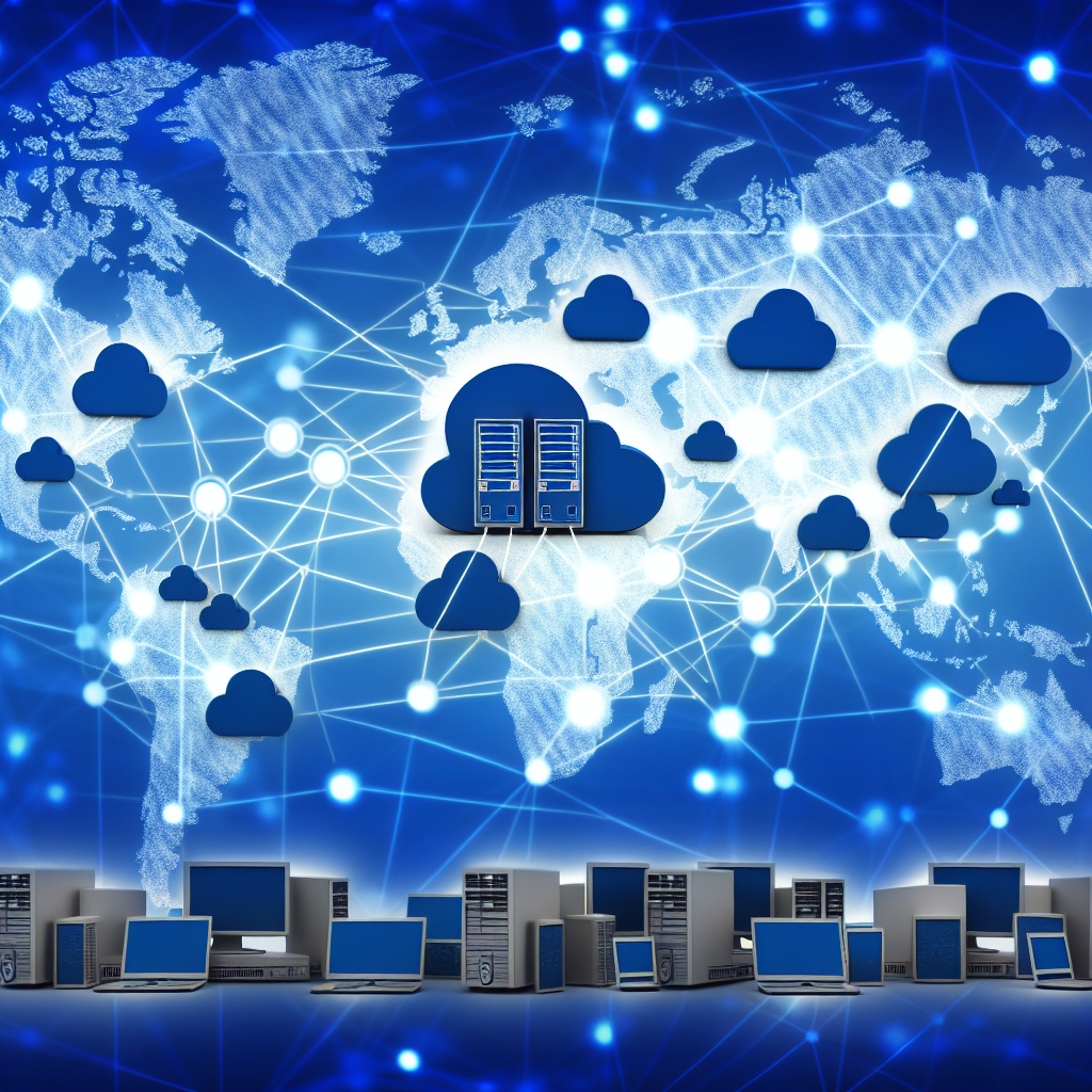 A digital illustration of a cloud network system s