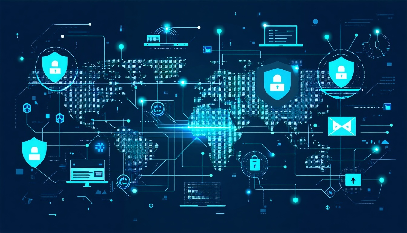 A high-tech illustration showing a network being a