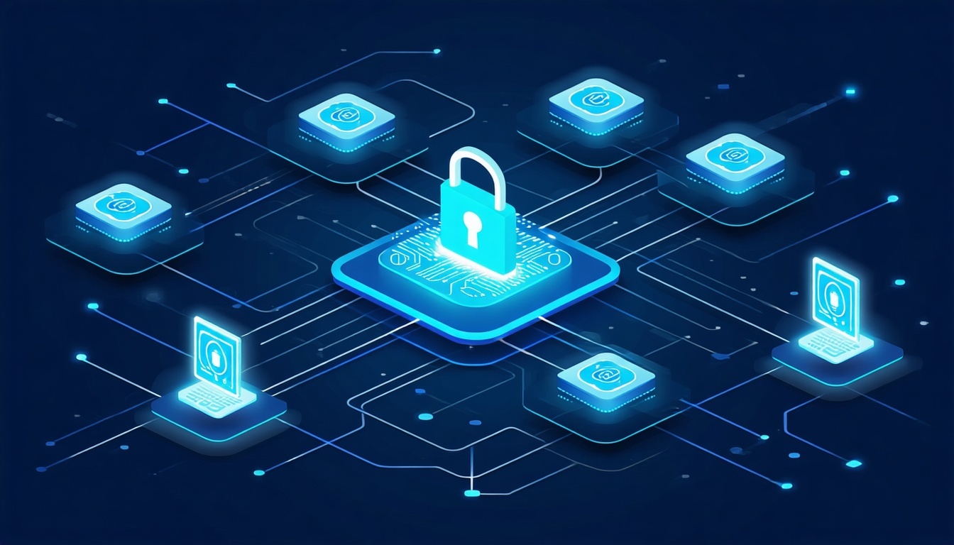 A visual representation of a secure network with m