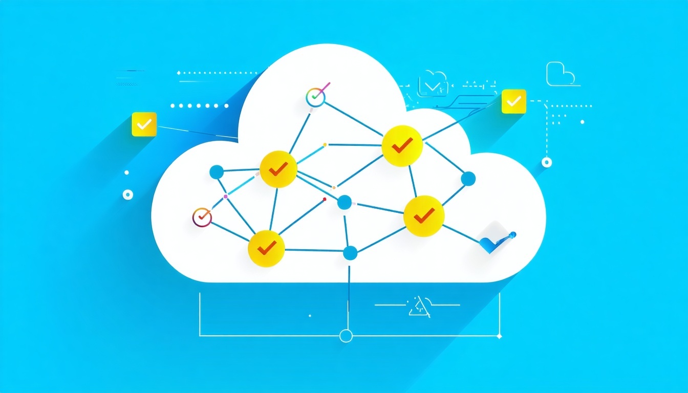An illustration of a cloud with interconnected nod